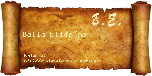 Balla Eliána névjegykártya